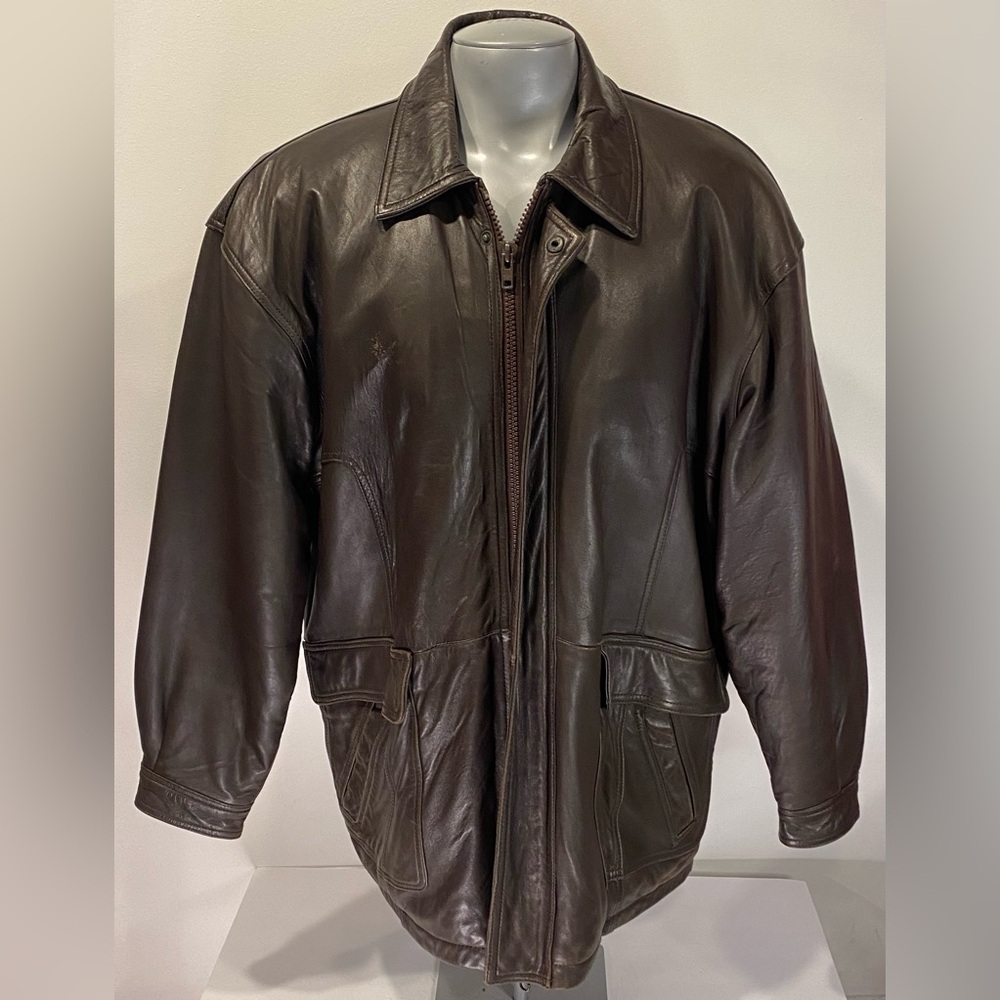 Todays Man classic collection large men’s vintage leather jacket coat brown